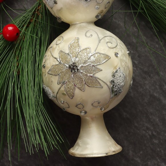 Vintage Christmas Glass Tree Topper Handpainted - Picture 2 of 7